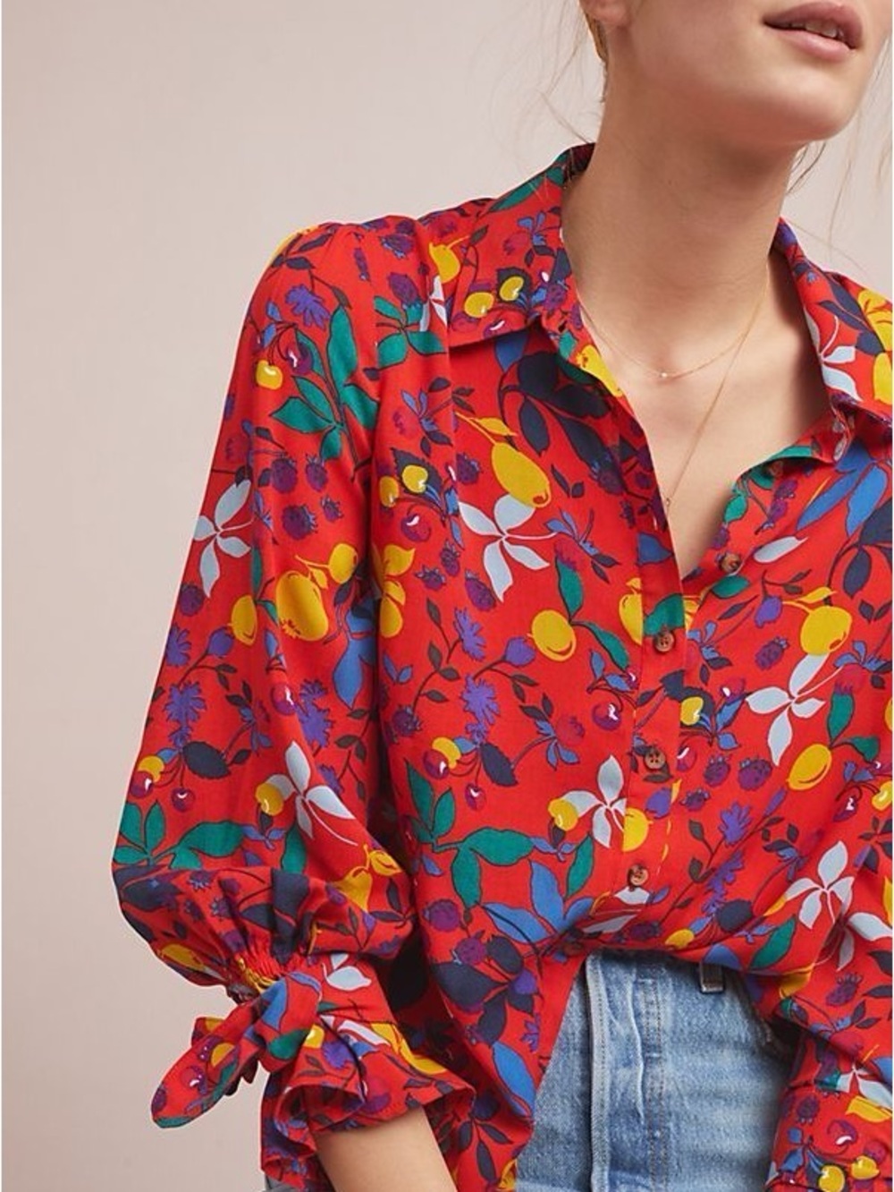 Maeve Anthropologie Blithe Fruit and Floral Top